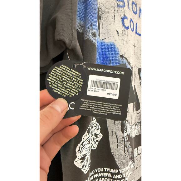 Darc Sport x WWE Stone Cold Steve Austin Oversized Tee Shirt Gray Civil Regime - Picture 3 of 6